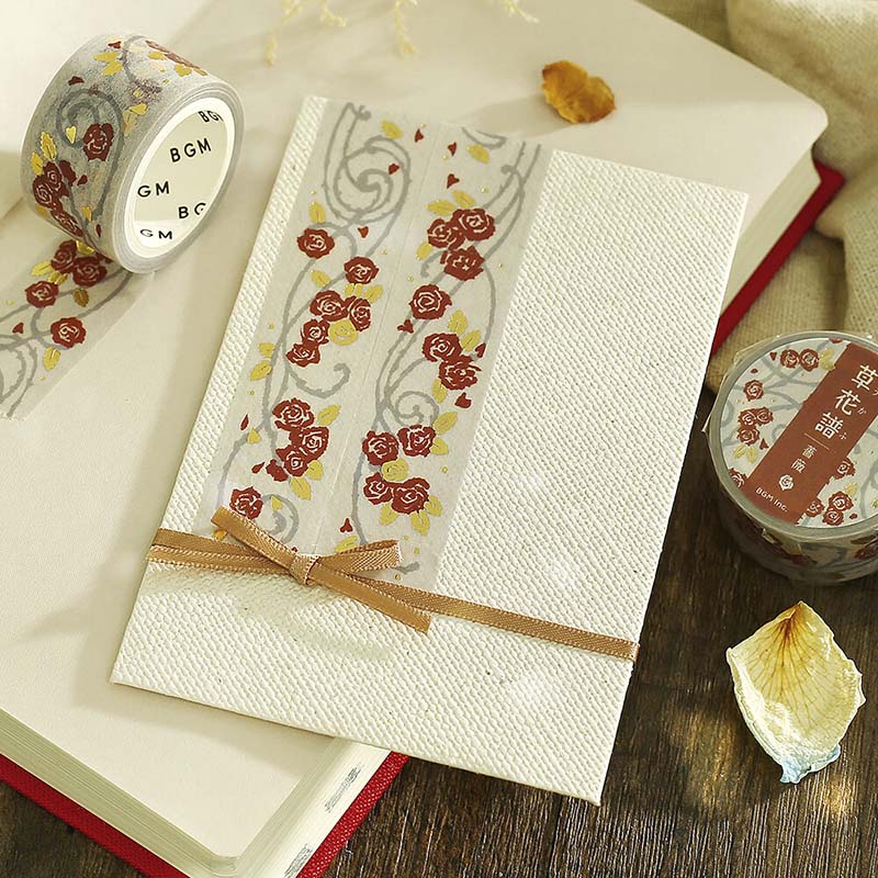 BGM | Foil Flower Grass Album Rose Washi Tape - Image 4