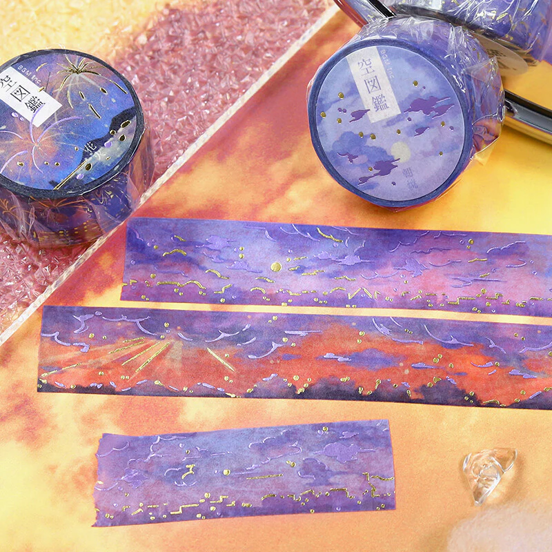 BGM | Foil Sky Illustrated Book Evening Dusk Washi Tape - Image 3