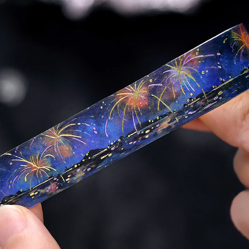 BGM | Foil Sky Illustrated Book Fireworks Washi Tape - Image 3