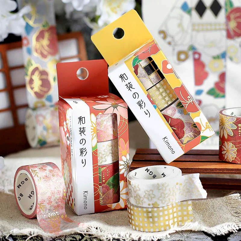 BGM | Set de Washi Tapes Kimono Colors Camellia Flowers - Image 4