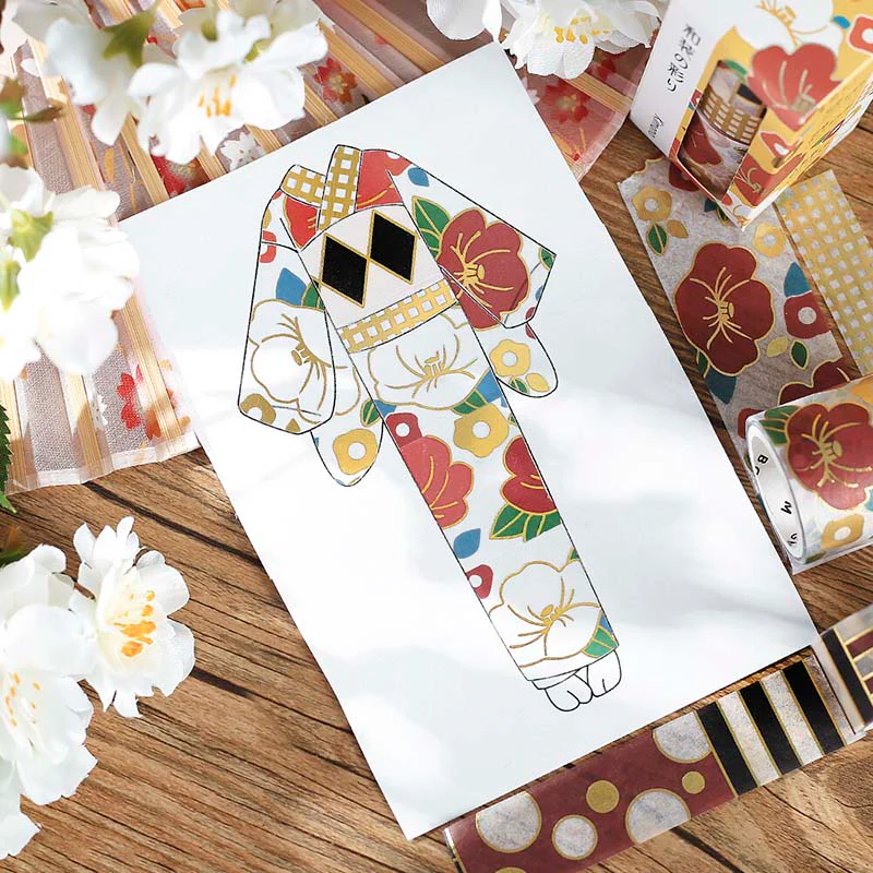BGM | Set de Washi Tapes Kimono Colors Camellia Flowers - Image 5