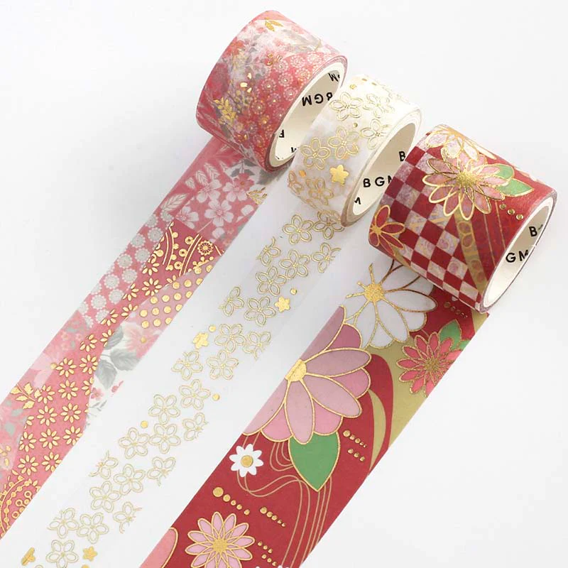BGM | Set de Washi Tapes Kimono Colors Crimson Blossom - Image 2