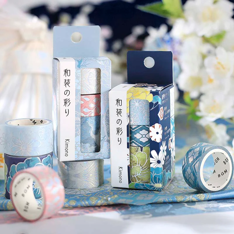 BGM | Set de Washi Tapes Kimono Colors Pale Blue - Image 6