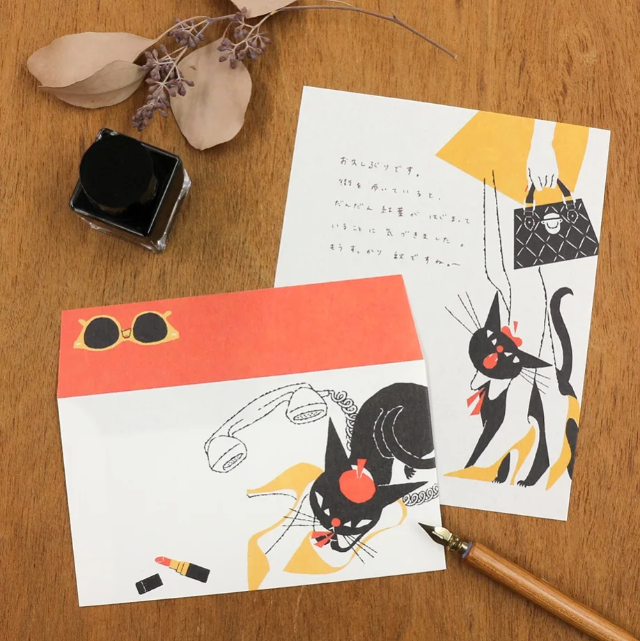 Cozyca | Set de Carta Kuroneko Design Black Cat Robin B - Image 4