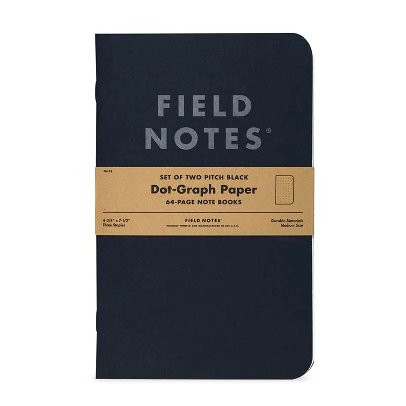 Field Notes | Set de 2 Cuadernos Pitch Black M (Puntos)