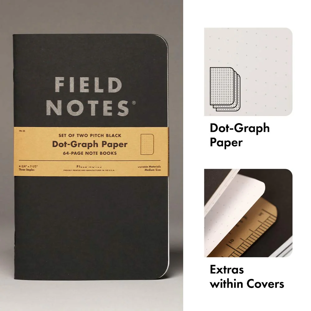 Field Notes | Set de 2 Cuadernos Pitch Black M (Puntos) - Image 2