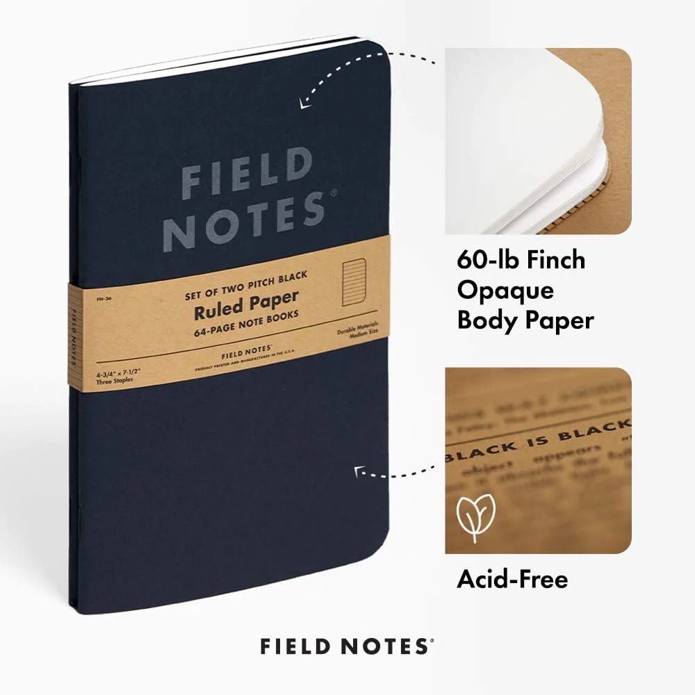 Field Notes | Set de 2 Cuadernos Pitch Black M (Rayas) - Image 3