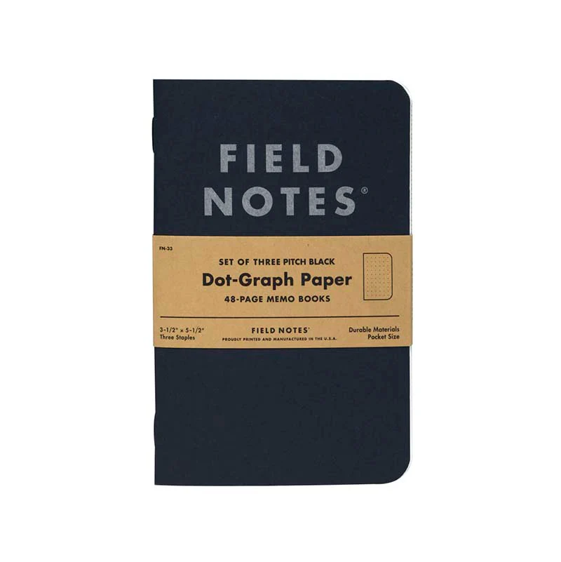 Field Notes | Set de 3 Cuadernos Pitch Black S (Puntos)