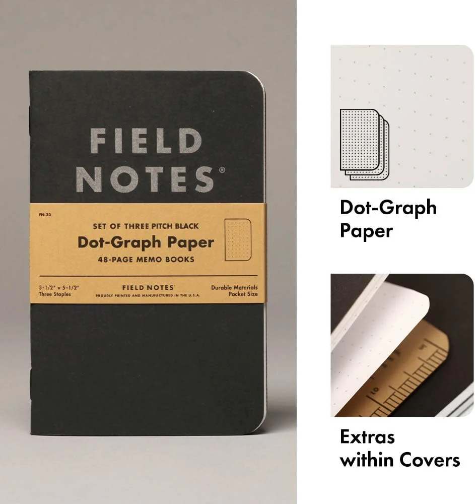 Field Notes | Set de 3 Cuadernos Pitch Black S (Puntos) - Image 3