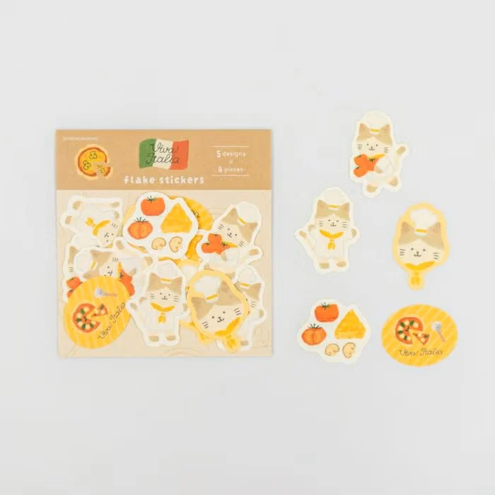 Furukawashiko | Pegatinas Flake Viva Italia Pizza Cat - Image 2