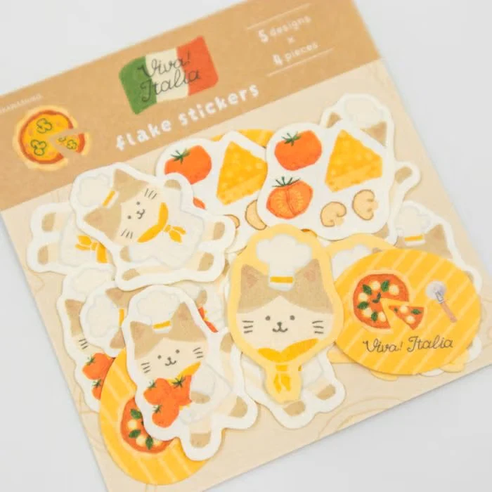 Furukawashiko | Pegatinas Flake Viva Italia Pizza Cat - Image 3