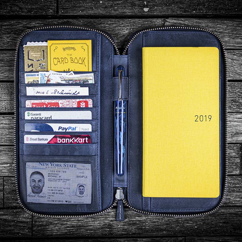 Galen Leather | Funda Leather Zippered Hobonichi Weeks Cover Crazy Horse Navy Blue