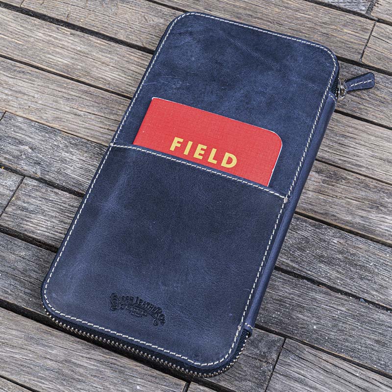 Galen Leather | Funda Leather Zippered Hobonichi Weeks Cover Crazy Horse Navy Blue - Image 8