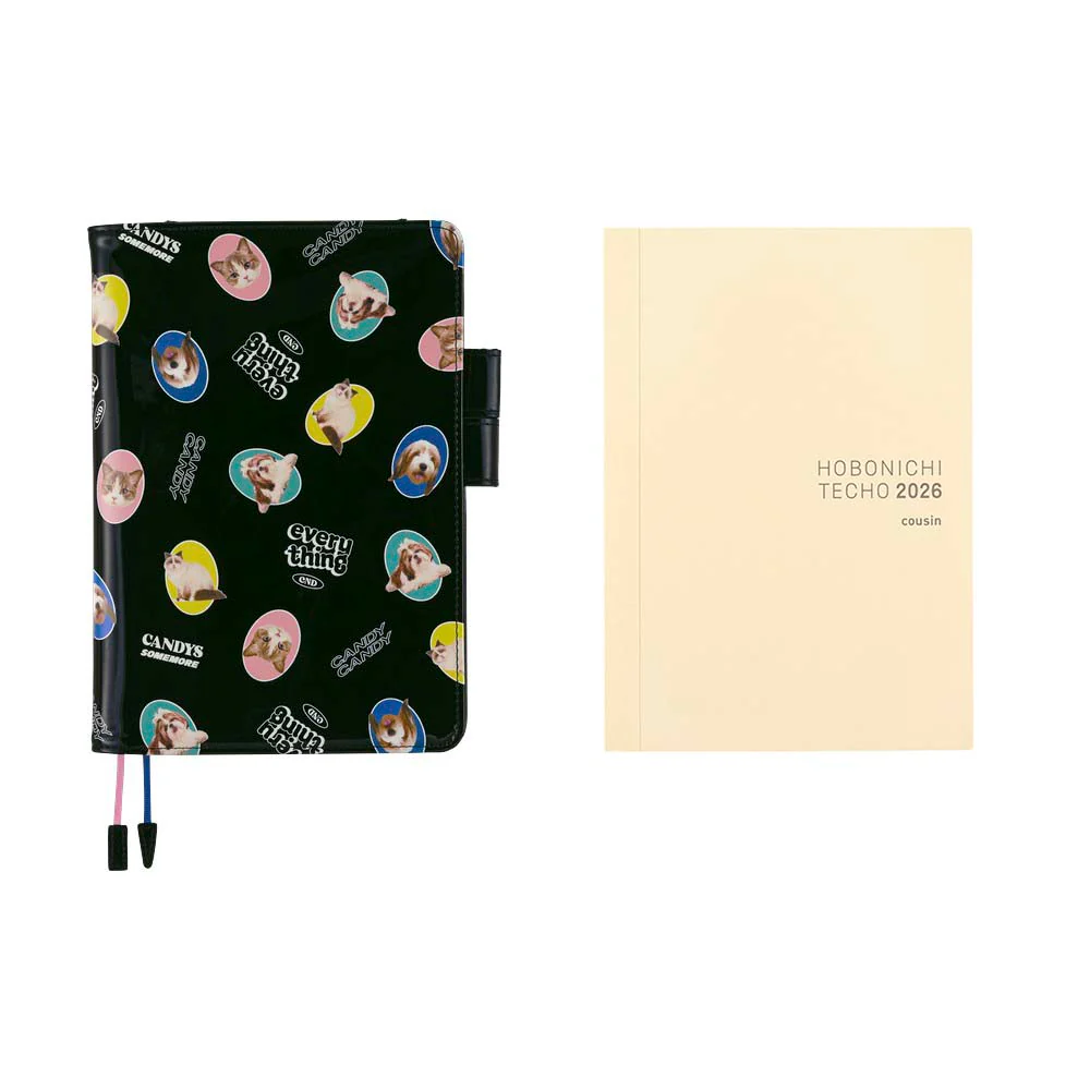 Hobonichi | Agenda Hobonichi Cousin A5 Candy Stripper: Random Dog & Cat (Black) 2026 - Image 11