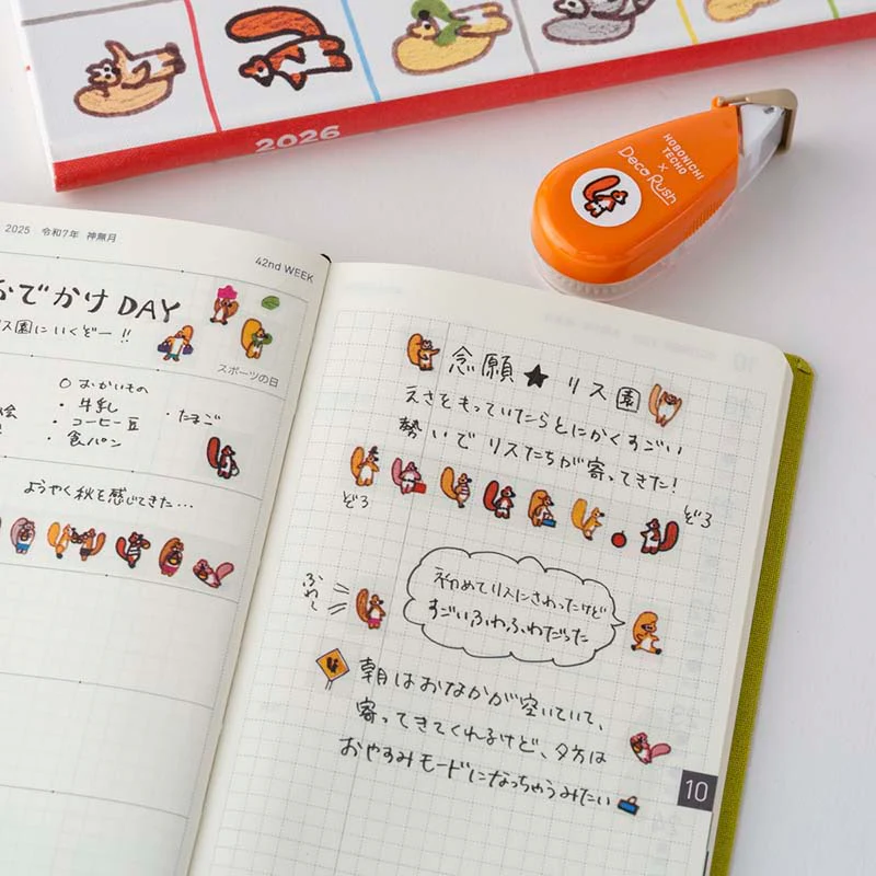 Hobonichi | Cinta Decorativa Deco Rush Plus x Hobonichi Squirrel Squadron by 100%ORANGE - Image 3