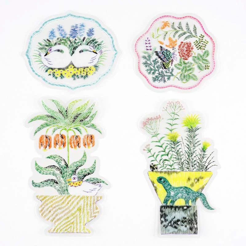 Hobonichi | Pegatinas Transparentes Embroidery Iyo Okumi My Garden - Image 3
