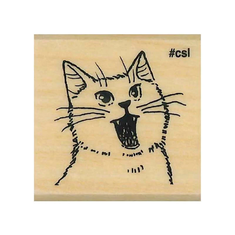 Kodomo No Kao | Sello I Love Stamp Cat With Open Mouth