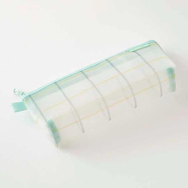 Midori | Estuche de Malla Pen Case with Gusset Check Green - Image 2