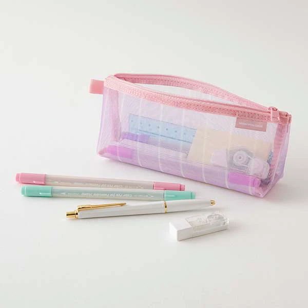 Midori | Estuche de Malla Pen Case with Gusset Stripe Purple - Image 3