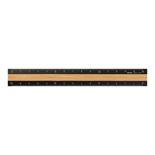 Midori | Regla de Aluminio y Madera 15cm Black