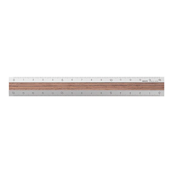 Midori | Regla de Aluminio y Madera 15cm Dark Brown