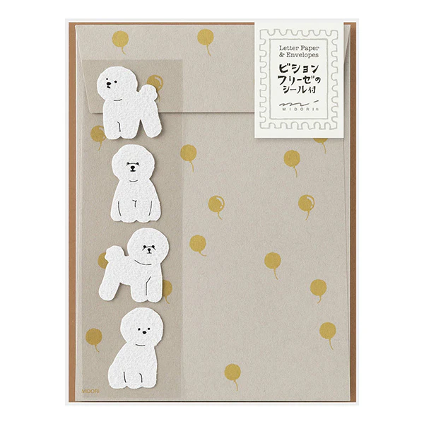 Midori | Set de Cartas Con Pegatinas Bichon Frise
