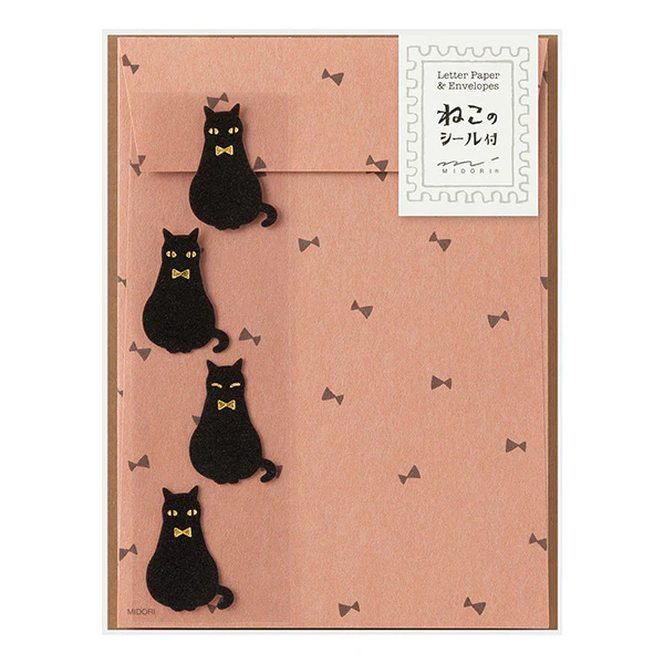 Midori | Set de Cartas Con Pegatinas Black Cat