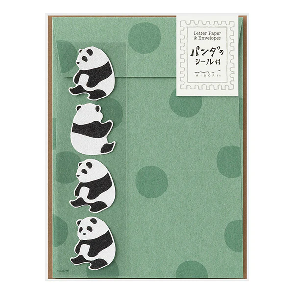 Midori | Set de Cartas Con Pegatinas Panda