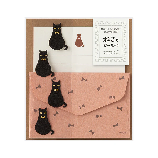 Midori | Set de Cartas Mini con Pegatinas Black Cat
