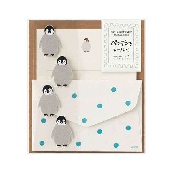 Midori | Set de Cartas Mini con Pegatinas Penguin