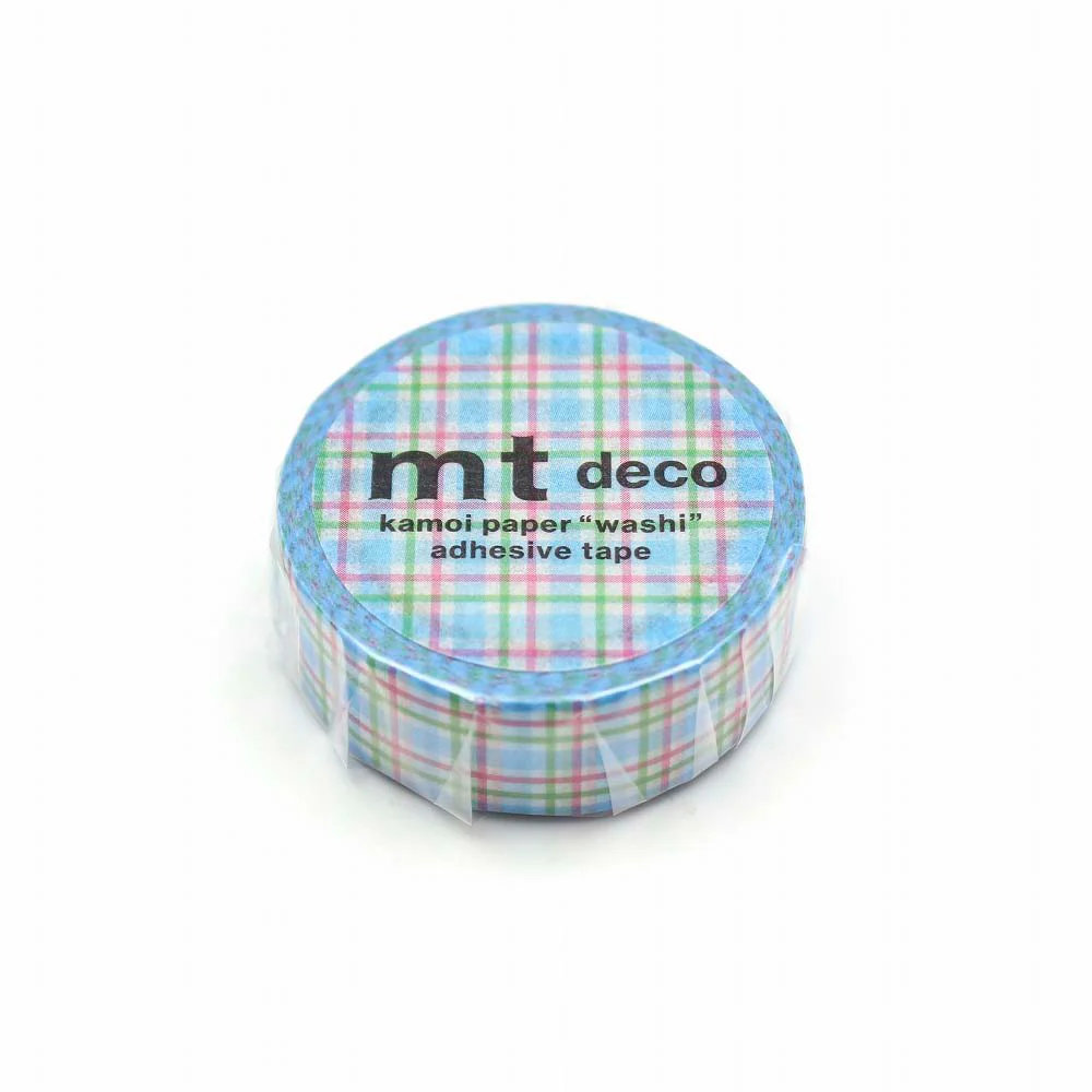 MT Masking Tape | Colorful Gingham Check Blue Washi Tape - Image 2