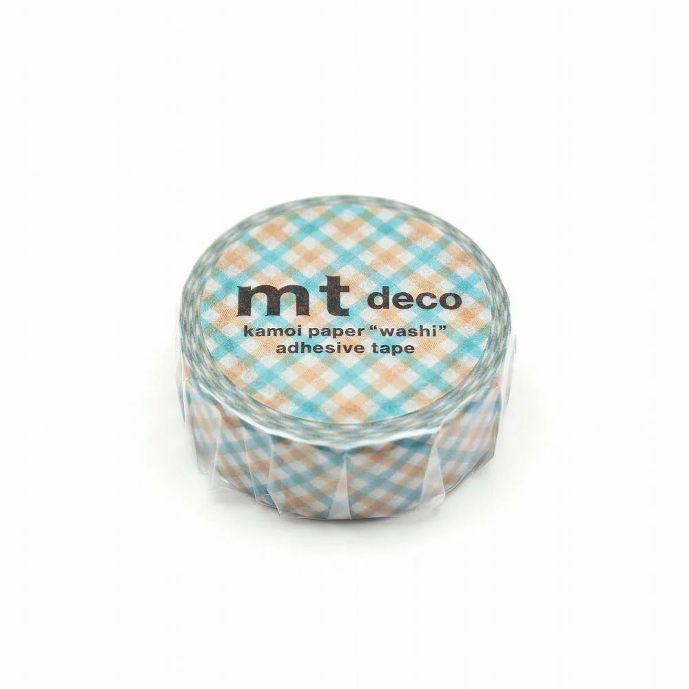 MT Masking Tape | Overlapping Gingham Check Orange Washi Tape - Image 2