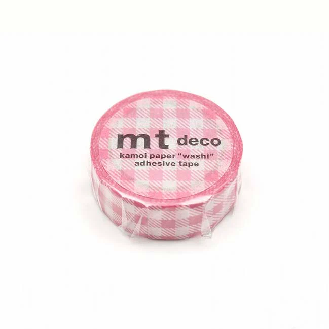 MT Masking Tape | Striped Gingham Check Pink Washi Tape - Image 2