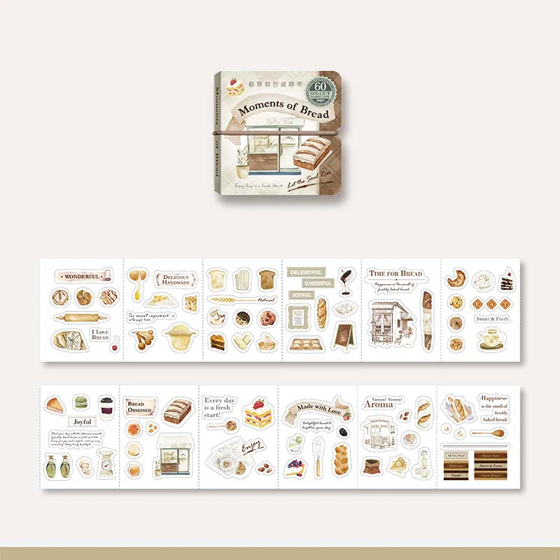 MU LifeStyle | Librillo de Pegatinas Page-Turn Die Cut Washi Tape 05 Moments Of Bread
