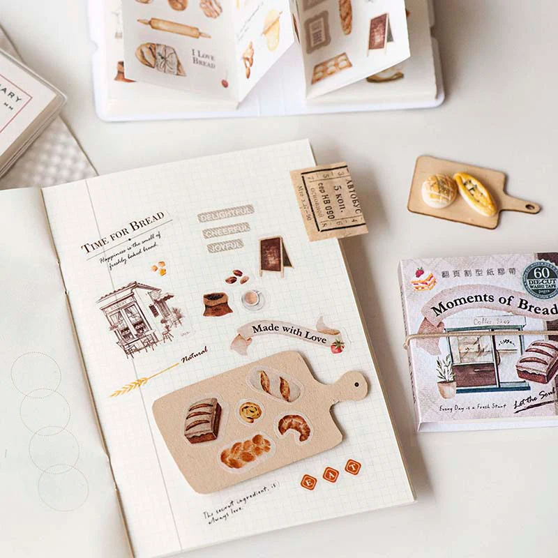 MU LifeStyle | Librillo de Pegatinas Page-Turn Die Cut Washi Tape 05 Moments Of Bread - Image 3