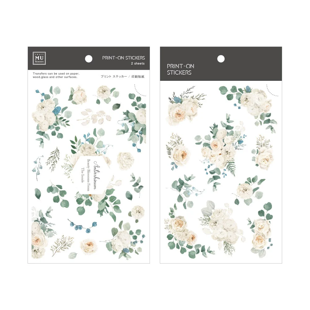 MU LifeStyle | Pegatinas Transferibles 169 Elegant White Flowers
