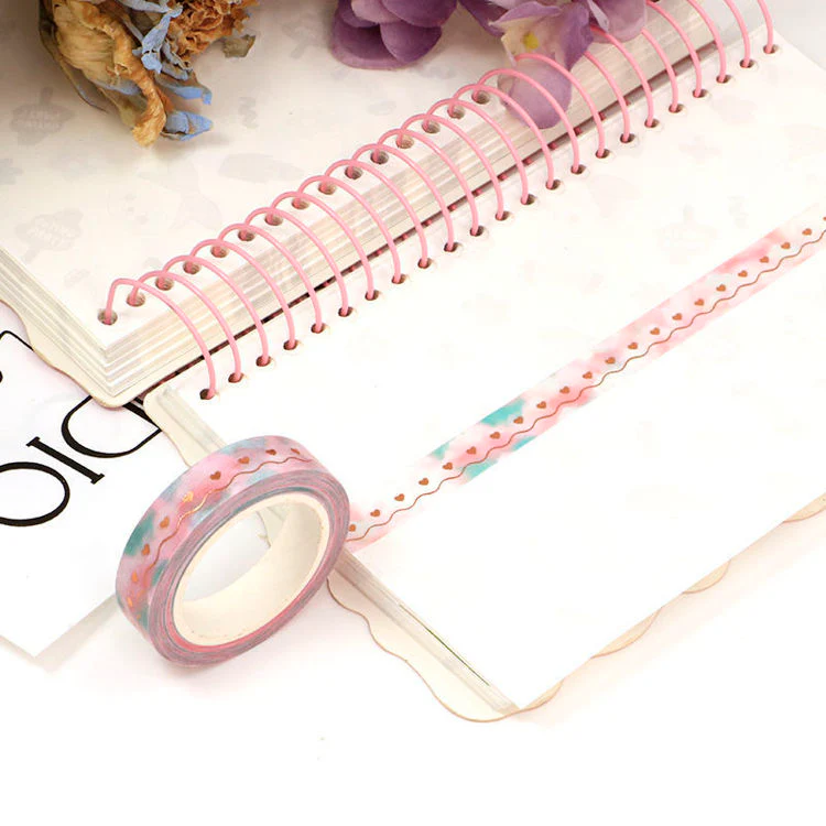 MZW | Foil Blue Pink Cloud Heart Ripples Washi Tape - Image 2