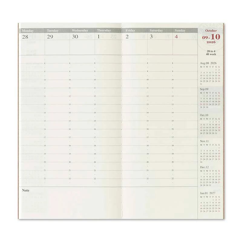 Traveler's Company | Recambio Agenda Traveler's Notebook Regular Semanal Vertical 2026 (JUL - DEC) - Image 6