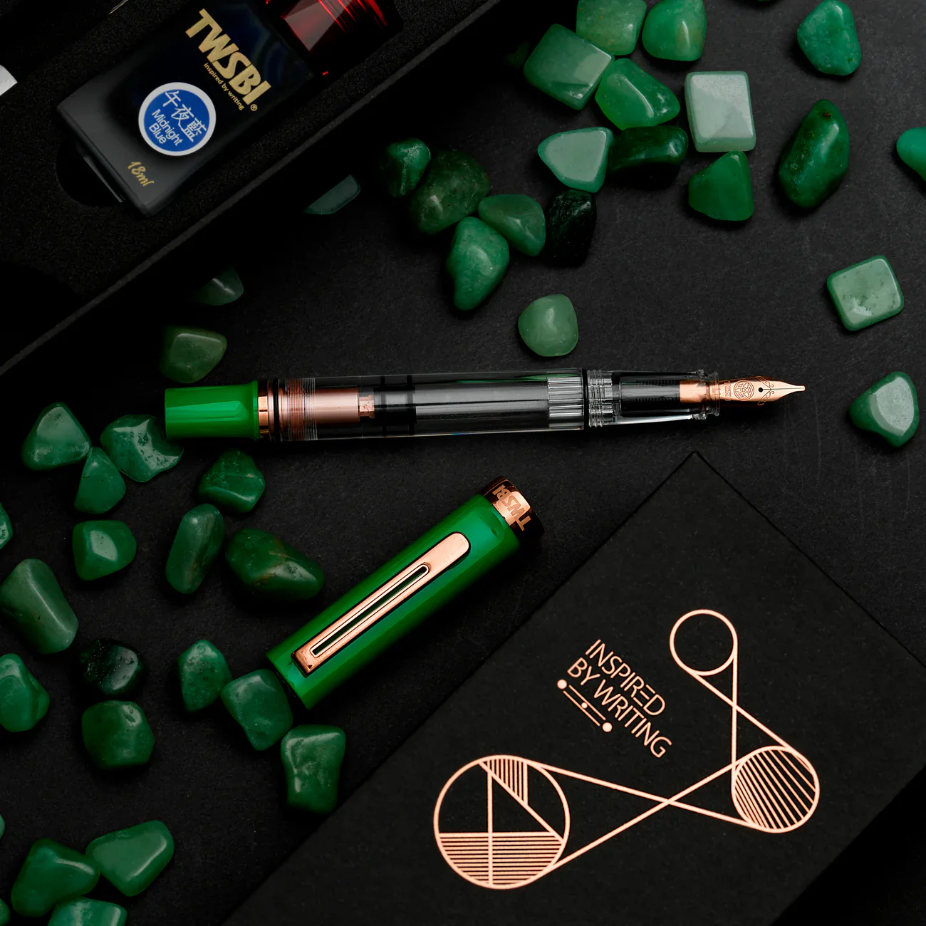 TWSBI | Set Pluma Estilográfica ECO T Royal Jade EF con Tinta Midnight Blue - Image 2