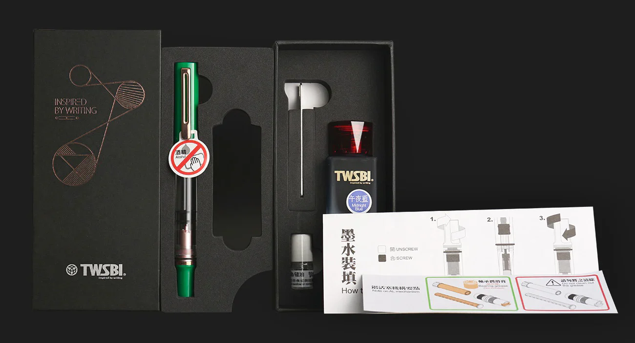 TWSBI | Set Pluma Estilográfica ECO T Royal Jade EF con Tinta Midnight Blue - Image 6