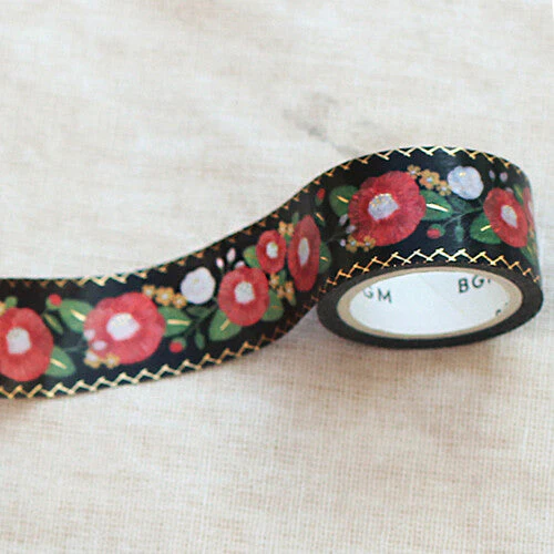 BGM | Foil Embroidered Ribbon Camellia Washi Tape - Image 3
